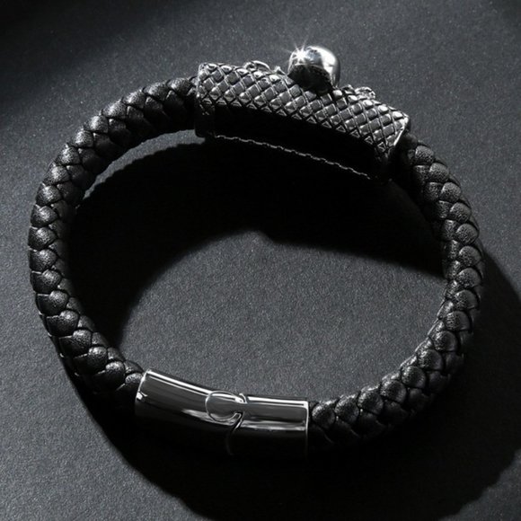 Punk Goth Men Women Skull Star Spider Wide Leather Bracelet  VTG Style  Spider Woven Punk Leather Bracelet MEN